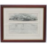 Great Industrial Exhibition( pre 1851), Engraving and map framed as one,