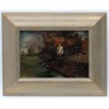 JS Archer 1852, Oil on fielded mahogany panel, ' The Leap ' , a steeple chaser clearing a ditch,