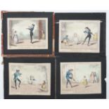 After George Cruikshank, , Set of 4 hand coloured engravings , ' The Dancing Lesson Part 1,2,3,4 ',