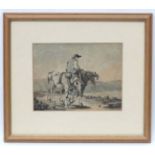Georgian Aquatint, Figure returning home with two heavy horses, one with a costrel,