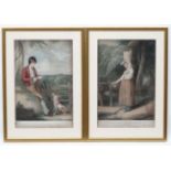 T Gaugain after R Westall (1765-1836), Two coloured stipple engravings , published 1801,