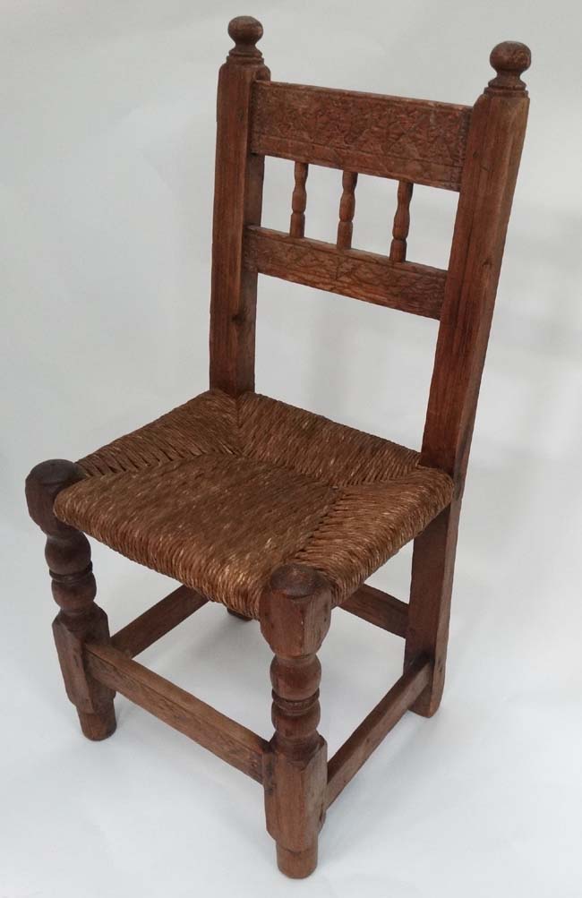 Carved rush seated chair CONDITION: Please Note - we do not make reference to the - Image 3 of 3