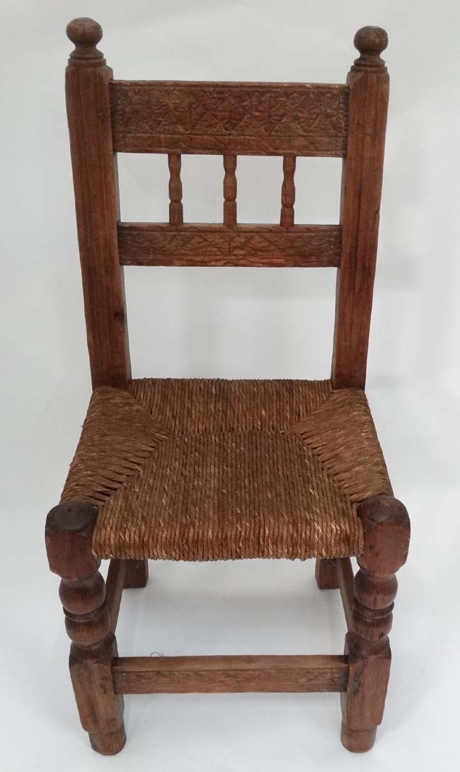 Carved rush seated chair CONDITION: Please Note - we do not make reference to the - Image 2 of 3