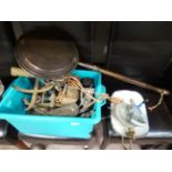 Box of assorted metalware etc CONDITION: Please Note - we do not make reference to