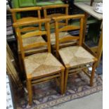 4 rush seated ladder back chapel chairs CONDITION: Please Note - we do not make