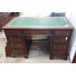 Leather topped pedestal desk CONDITION: Please Note - we do not make reference to