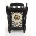 Aesthetic Movement 8 day 19thC Clock case with hand painted ceramic dial and ebonised and turned