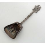 White metal scoop spoon - probably Dutch CONDITION: Please Note - we do not make