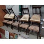 A long set of Georgian mahogany dining chair (1+8) with overstuffed seats ,