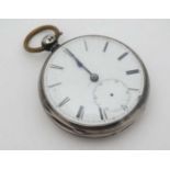 HM silver cased Fusee pocketwatch : 'AD 1851 ' pocketwatch with unsigned enamel dial ,