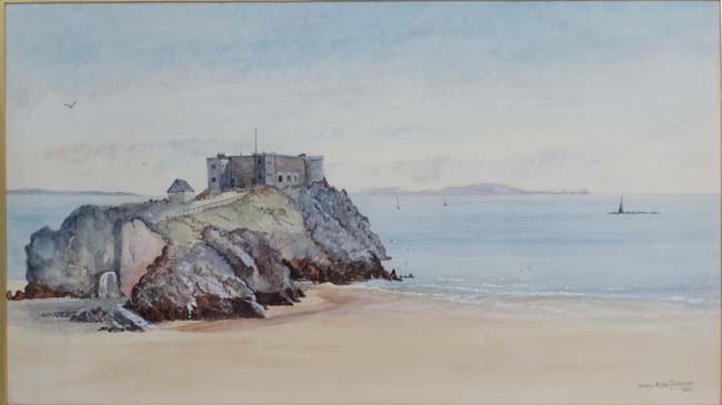 Alan Hyde Gardner 1883, Watercolour and gouache, A coastal fort and shipping , possibly Indian, - Image 3 of 4