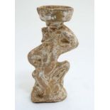 19 th C Pedestal Terracotta Oil lamp , after the Roman ,