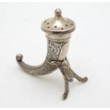 Norwegian Silver : A pepper cruet formed as cornucopia . Marked Nr 847 maker Magnus Aase .