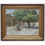 English School circa 1900, Oil on canvas, Boys in a market square ( possibly in East Anglia ).