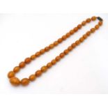 A vintage graduated bead necklace of Butterscotch coloured Bakelite style beads.