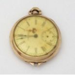American Wrist Watch : a gilt plated cased ' Waltham ' top wind fob watch converted by lugs at 12