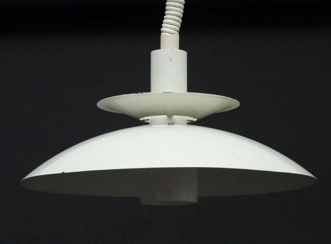 Vintage Retro : A Danish Pendant Light in the PH style with white livery , 16" diameter.
