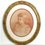 E R Eastlake XIX, Possibly Elizabeth Rigby Eastlake (1809-1893), Conte Pencil , an oval,