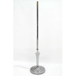 Art Deco : an impressive chrome standard lamp with hexagonal shaft and circular stepped base with