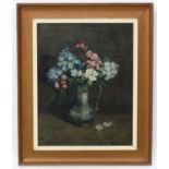 E.Hamilton XIX-XX, Oil on canvas, Still life ,summer blooms in a jug, Signed lower right.