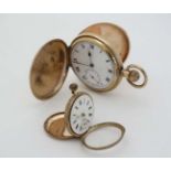 Gold and Gold plated pocketwatches : a Gold plated full Hunter wind pocket watch ,