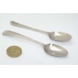 2 18thC Fancy back teaspoons 4 1/4" long CONDITION: Please Note - we do not make