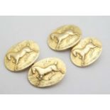 Equine Interest : A pair of 14ct gold cufflink with horse decoration CONDITION: