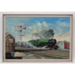 C.Stephenson-Mole XX, Oil on canvas, Railway scene ' Mons Meg at Boston', Signed lower right.