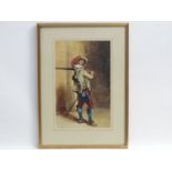 Follower of J Le Messonier XIX-XX, Watercolour , The Musketeer, 14 x 8 3/4".