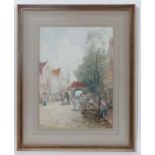 J. R. Miller XIX-XX, Watercolour, A Dutch street scene, Signed lower left.