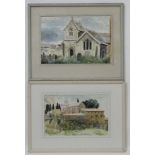 Joan Pilsbury 1953, Watercolour , pencil and another (2), ' St Michael's Church , Porthilly ....