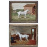 JC Mitchell XIX British Equine School, Oil on board , a pair (2), Grey Exmoor Pony ,