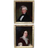 English Portrait School, circa 1850, Oil on canvas , a pair, Portraits of Lady and Gentleman,