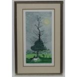 Sheila Horton XX, Coloured print, 'The Tall Tree on Berry Hill Farm',