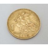 1/2 Sovereign coin: Edwardvs VII , 1907 , 22 ct gold Half Sovereign ,