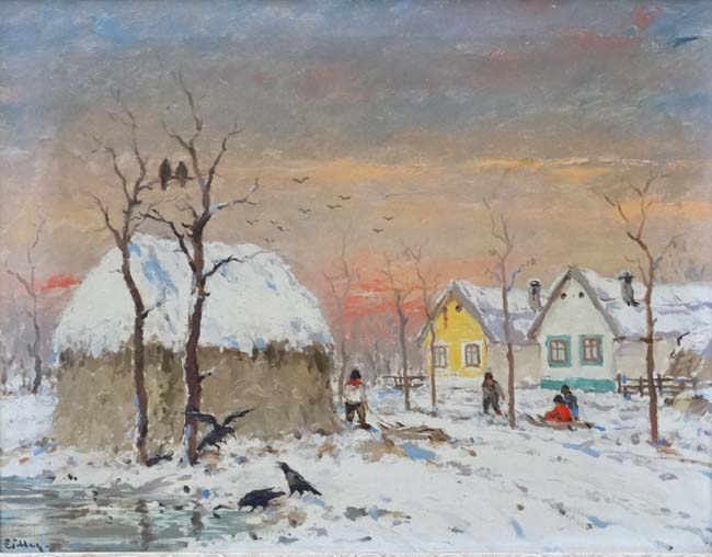 Jozsef Csillag (1894-1977) Hungarian, Oil on canvas, Winter, Signed lower left, - Image 4 of 5