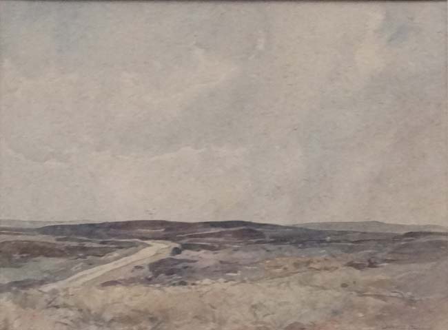 Oliver Hall, XX, Watercolour, 'On The Wharedale ? Fell ' , an extensive moorland landscape, - Image 5 of 7