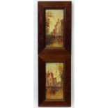 Wm Strupen (?) 1912, Pair of framed oil on tile (2), ' Little Cote Hall ' and ' Old House Devizes ',