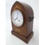 Edwardian Lancet shaped inlaid mahogany Mantle clock : an R & Co ,