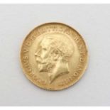 1/2 Sovereign coin: Georgivs V , 1914 , 22 ct gold Half Sovereign,