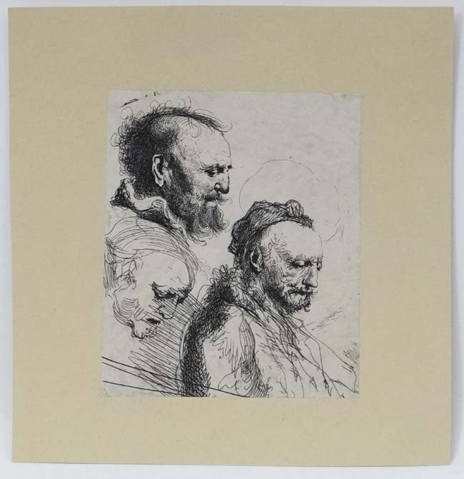 After Rembrandt Van Rijn (1606-1669), Etching laid on paper,