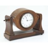 Buren Swivel Mantle Clock ( Timepiece ) : an inlaid mahogany swivel mount with a 3 3/8" dial ,