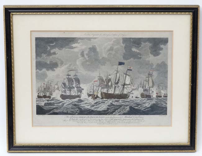 Goldar after Swain 1786, Hand coloured marine engraving, ' The Glorious DEFEAT of the FRENCH FLEET .