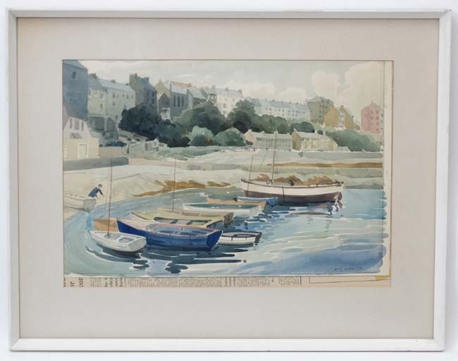 Wilfred C Wisdish (1910-1970) FRSA, Watercolour, ' Port St. Mary I.O.