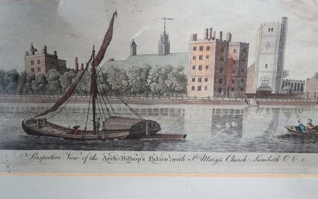 XVIII unknown, Hand coloured engraving, ' Perspective view of the Arch-Bishop's Palace with St. - Image 4 of 5