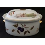 Kitchenalia : Royal Worcester , Evesham pattern , a large casserole lidded oval pot,
