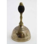 A 19 thC brass table bell Arts and Crafts, manner of Dr Chr.