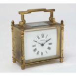 ' S Barnett Peterborough ' brass cased carriage clock : a French integeral fold flap winder mid