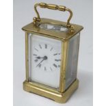 5 Glass Carriage Clock : a brass cased 5 bevelled glass French carriage clock ( timepiece ) ,