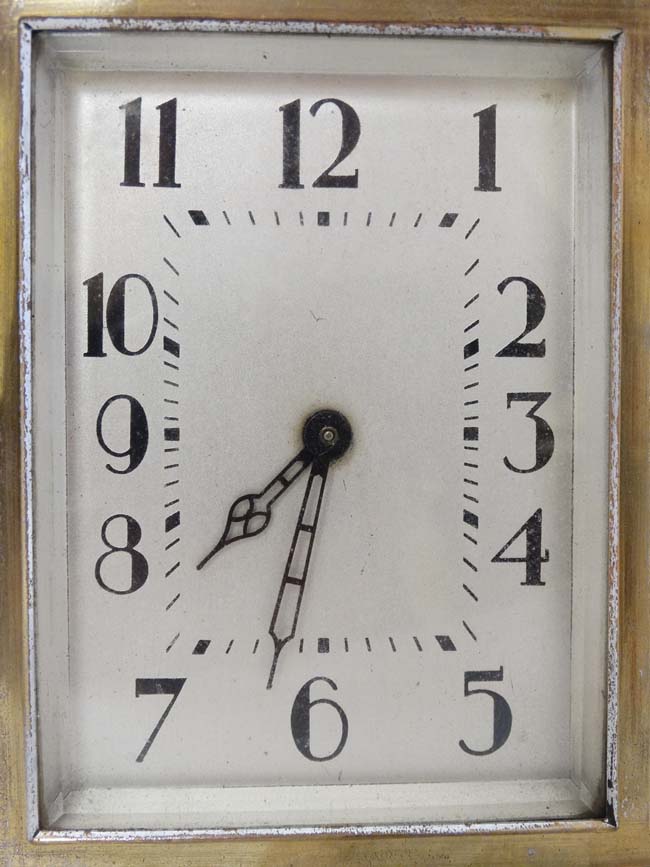 Art Deco Combination Clock, Barometer and Thermometer: a silver plated on brass, square dialled , - Image 8 of 11